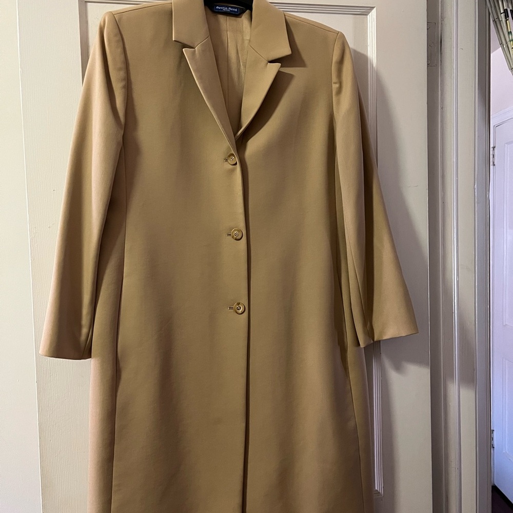 Austin Reed Tan Trench Coat with Notched Lapels